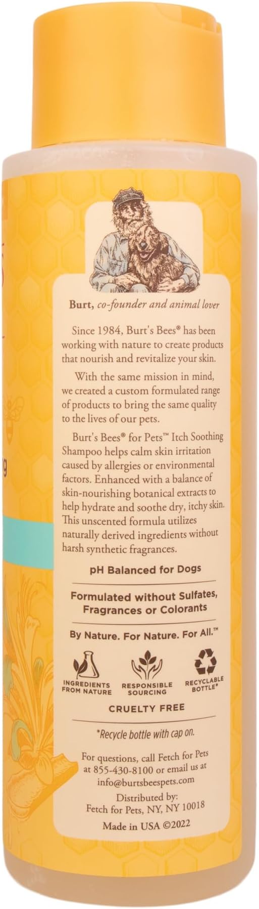 Burt's Bees for Pets Itch Soothing Shampoo with Honeysuckle - Anti-Itch Dog Shampoo for Dogs with Sensitive Skin - Cruelty Free, Made in The USA, 16 Oz - 2 Pack