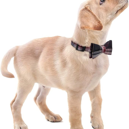 Faleela Soft &Comfy Bowtie Dog Collar,Detachable and Adjustable Bow Tie Collar,for Small Medium Large Pet (Red and White, Large(Pack of 1))