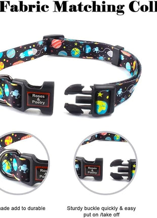 Roses&Poetry Dog Collar with Colourful Star Patterns, Adjustable Durable Puppy Collars for Small Medium Large Dogs (Star-S)
