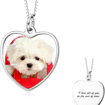 LONAGO Full Color Photo Picture Personalized Necklace Custom Etched Dog Tag Image Pendant with Message Name