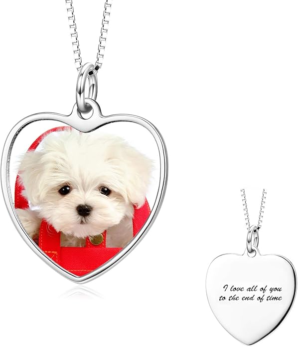 LONAGO Full Color Photo Picture Personalized Necklace Custom Etched Dog Tag Image Pendant with Message Name
