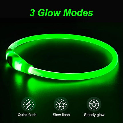 Light Up Dog Collar, Dlitk Rechargeable Cuttable LED Dog Collars, Pet Safety Light at Night Walking for Small Medium Large Dogs, Do Not Use Fast Charging (Green)