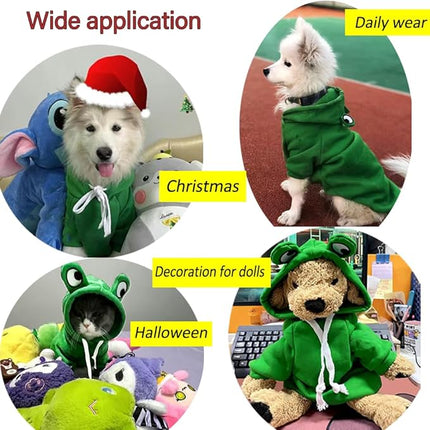 Happy Dog Hoodies for Small Dogs and Cats - Funny Puppy Sweatshirt Coat - Winter, Halloween Frog Costume - Green, Large
