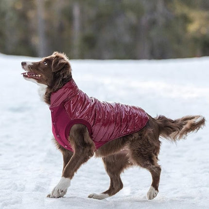 Blueberry Pet Cozy & Comfy Windproof Lightweight Quilted Fall Winter Glossy Dog Puffer Jacket in Deep Rouge, Back Length 18.5", Size 18, Warm Coat for Large Dogs