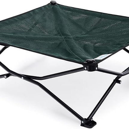 Coolaroo On-The-Go Elevated Dog Bed - Foldable Pop-Up Travel Dog Bed with Breathable, Moisture-Resistant Fabric, Carry Bag Included, Lightweight & Portable, Brunswick Green, Medium