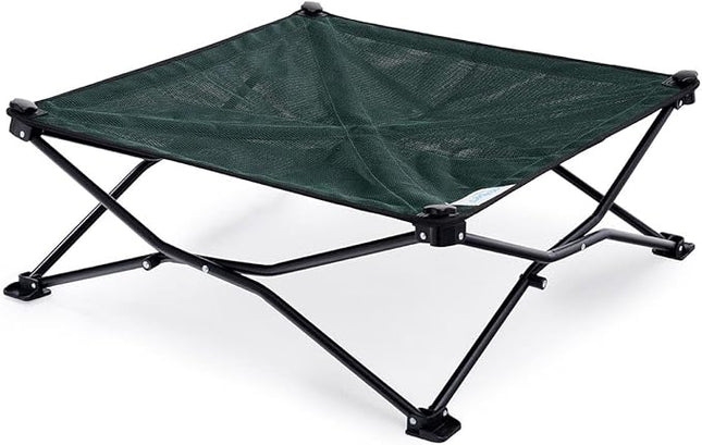 Coolaroo On-The-Go Elevated Dog Bed - Foldable Pop-Up Travel Dog Bed with Breathable, Moisture-Resistant Fabric, Carry Bag Included, Lightweight & Portable, Brunswick Green, Medium
