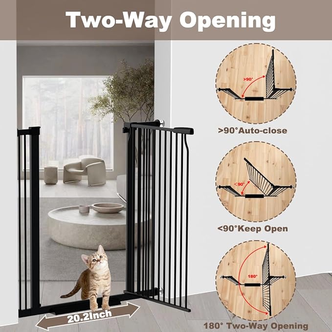 40.55" Extra Tall Dog Gate for Doorways Stairs, 63-65.7 in Extra Wide Baby Gate Walk Thru, Pressure Mounted Tall Pet Gates No Drill, Large Doggie Gates with Door, Auto Close Indoor, Black