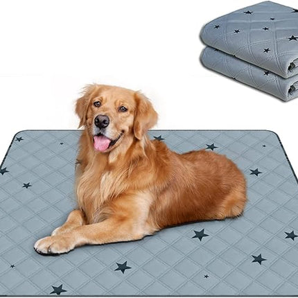 RIOUSSI Washable Pee Pads for Dogs, Reusable, Absorbent, Leakproof, Non Slip Pet Puppy Pads for Potty Training. Gray Stars, 31x36 Inch(2pack)