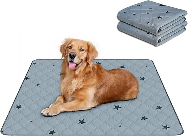 RIOUSSI Washable Pee Pads for Dogs, Reusable, Absorbent, Leakproof, Non Slip Pet Puppy Pads for Potty Training. Gray Stars, 31x36 Inch(2pack)