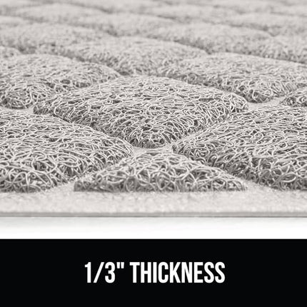 GORILLA GRIP Cat Litter Box Mat, 35x23, Water Resistant, US Designed Kitty Litter Trapping Mats, Easy to Clean, Scatter Control, Less Mess and Clean Floors, Kitten Supplies for Indoor Cats, Light Gray