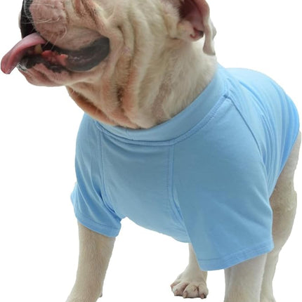 Lovelonglong Bulldog Clothes Dog Clothing Blank T-Shirt Tee Shirts for French Bulldog English Bulldog American Pit Bull Pugs 100% Cotton Skin Care Light-Blue B-XL