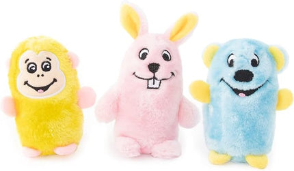 ZippyPaws Squeakie Buddies - No Stuffing Dog Toys to Keep Them Busy, for Small & Medium Dogs, Squeaky Pet Toy for Boredom, Unstuffed Chew Toy, Soft Plush Puppy Products - Pack of 3