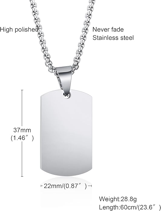 VNOX Personalized Customizable Photo Text Cremation Urn Necklace for Ashes Holder Dog Tag Pendant Family Pet Memorial Keepsake Jewelry for Men Women