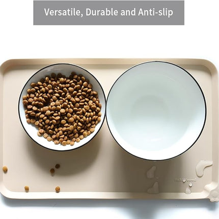 Hoki Found Silicone Pet Food Mats Tray - High-Lips Pet Dog Cat Bowl Mats - Dog Pet Cat Feeding Mat - Waterproof Dog Cat Food Mats -Pet Water Mats for Floors - Papayawhip