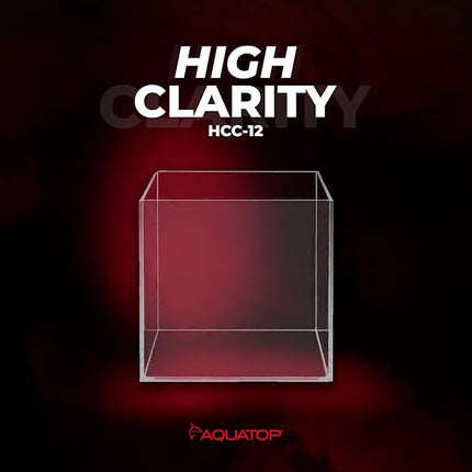 Aquatop High Clarity Low Iron Glass Cube Aquarium, 7.1 Gallon – 5mm Thick Glass – Slim Design – Ideal for Fresh & Saltwater – Desktop Tank with Silicone Sealing