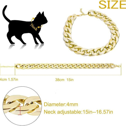Legendog , 2pcs Fashion Cool Pet Sunglasses Adjustable Pet gold chain Set for Cats and Small Dogs