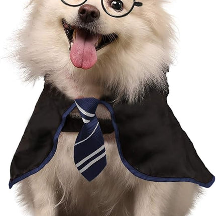 Halloween Dog Costume Wizard Pet Shirt Funny Cat Clothes for Dogs Cats Clothing Outfits with Glasses (Large,Blue)