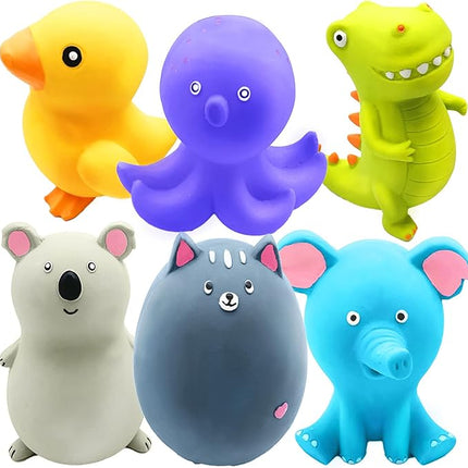 Jalousie 4 Inch Latex Dog Squeaky Toys, Soft Rubber Chew Toy, Animal Ball for Puppy Small Medium Pets (5 Pack)