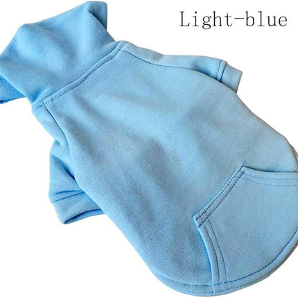 Lovelonglong Blank Basic Hoodie Sweatshirt for Dogs 100% Cotton Fits Small Medium Dachshund Large Dog SkyBlue D-M