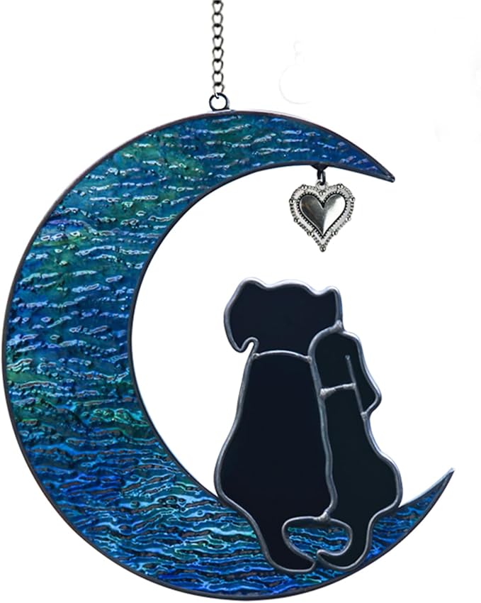 Double Dog Memorial Gifts for Dog Lovers, Loss of Dog Sympathy Gift Stained Glass Dog Suncatcher Pet Memorial Gifts Pet Sympathy Gifts for Dogs Window Hanging Ornament Remembrance Gift Pet Loss