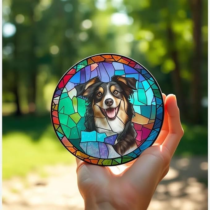 Custom Dog Portrait Stained Glass Light Catcher, Pet Memorial Stained Glass Photo Light Catcher, Staineds Glass Dog Memorial, Loss of Dogs Sympathy Gift Personalized, Pet Loss Gift /5