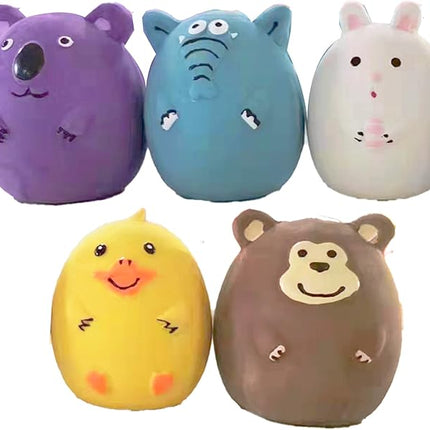 Jalousie 2.4 in Small Latex Dog Squeaky Toys - Soft Rubber Puppy Chew Toy, Animal Ball for Fetch Play - Small Medium Pets (Animal 5 Pack - Small)
