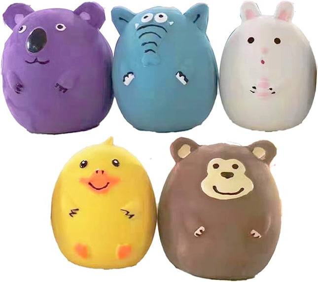 Jalousie 2.4 in Small Latex Dog Squeaky Toys - Soft Rubber Puppy Chew Toy, Animal Ball for Fetch Play - Small Medium Pets (Animal 5 Pack - Small)