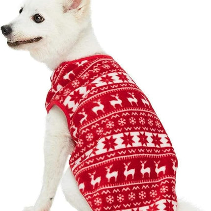 Blueberry Pet Dog Fleece Vest - Soft & Lightweight Ugly Christmas Sweater for Small Dogs, Award Winning Brand, 12" Back Dog Christmas Sweater, Reindeer & Snowflake