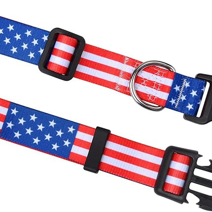 American Flag Dog Cat Collar - Patriotic, US Flag Pattern, Star & Stripes, Fourth of July Dog Collar, Adjustable for Small Medium Large Dogs & Cat(Classic US,XS)