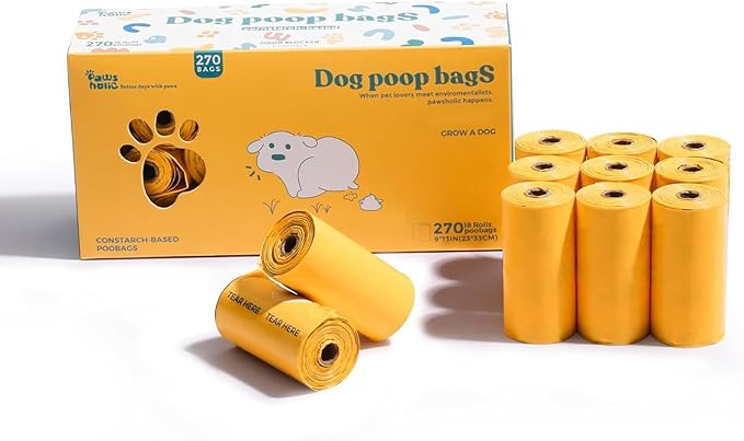 Dog Poop Bags Rolls Guaranteed Leak Proof and Extra thick Poop Bags for Dogs,270 Count 18 Rolls,Lavender Scented, Doggie Poop Bag for Puppy and Big Dogs