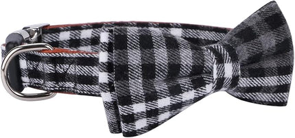 Faleela Soft &Comfy Bowtie Dog Collar,Detachable and Adjustable Bow Tie Collar,for Small Medium Large Pet (Large(Pack of 1), Black and Whit)