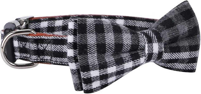 Faleela Soft &Comfy Bowtie Dog Collar,Detachable and Adjustable Bow Tie Collar,for Small Medium Large Pet (Large(Pack of 1), Black and Whit)