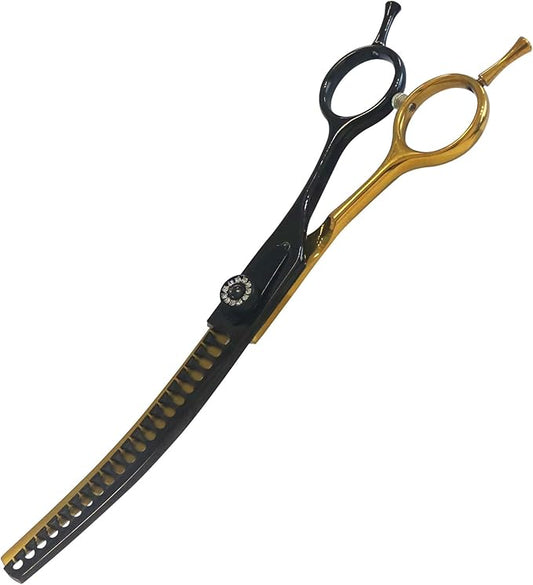 7" Curved Thinner Dog Scissor, Curved Chunker Scissors, 21 Teeth, 40% Thinning Rate, Professional Pet Shear for Groomer, Ergonomic Dog Grooming Scissor, Dogs Shear for Grooming