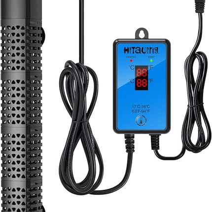 HiTauing Aquarium Heater, Upgraded 300W/500W Fish Tank Heater with Intelligent Leaving Water Automatically Stop Heating and Advanced Temperature Control System, Suitable for Saltwater and Freshwater