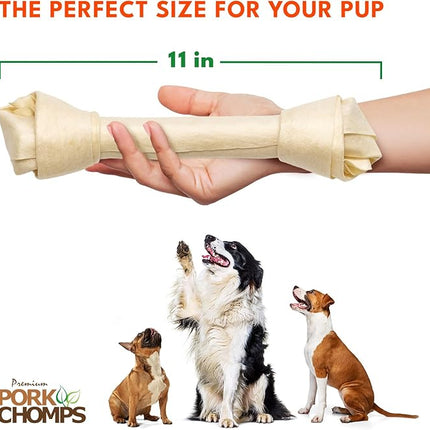 Pork Chomps Baked Pork Skin Dog Chews, 11-inch Knots, 4 Count