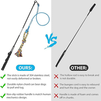 DIBBATU Flirt Pole for Dogs Interactive Dog Toys for Large Medium Small Dogs Chase and Tug of War, Dog Teaser Wand with Lure Chewing Toy for Dog Outdoor Exercise 1 pcs