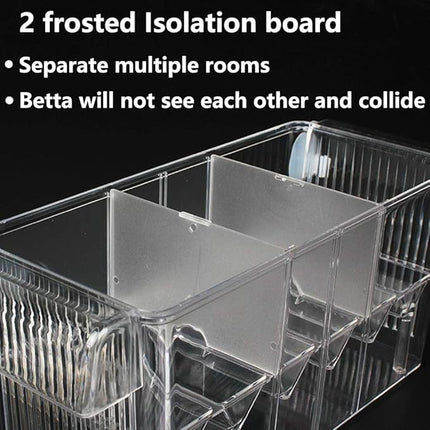 Tfwadmx Fish Breeding Box, 3 Rooms HD Aquarium Breeder Box with Suction Cups Hatchery Acrylic Fish Incubator Isolation with Artificial Plant for Guppy Hatchery