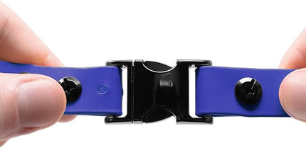 Educator Quick Snap Bungee Dog Collar, Biothane, Waterproof, Odorproof, Easy Connect and Disconnect Clasp and D Ring with Comfort Bungee Loop, Adjustable for Custom Fit, 3/4-Inch, Blue