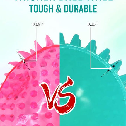 2 Pack 4.5” Heavy Duty Squeaky Dog Ball for Medium Large Dogs, Spikey Dog Ball Toys for Clean Teeth and Training, Large Dog Toys for Aggressive Chewers…