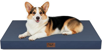 Large Outdoor All Weather Dog Bed, Waterproof Dog Bed for Large Dogs, Orthopedic Egg Crate Foam Pet Bed with Washable Removable Oxford Cooling Cover, 36x27 Inch, Navy