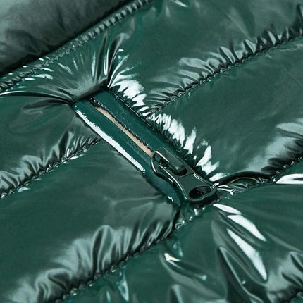 Blueberry Pet Cozy & Comfy Windproof Lightweight Quilted Fall Winter Glossy Dog Puffer Jacket in Hunter Green, Back Length 14", Size 12, Warm Coat for Small Dogs