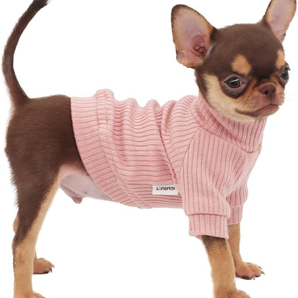 LOPHIPETS Small Dog Turtleneck Sweaters for Teacup Chihuahua Yorkie Puppy Cat Clothes-Pink/XXS