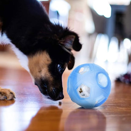 LumoLeaf Dog Treat Ball Toy, 5” Interactive Puzzle Toy for Small & Medium Dogs, Adjustable Difficulty Treat Dispenser, Slow Feeder for Mental Stimulation & Boredom Relief, Blue, 13cm