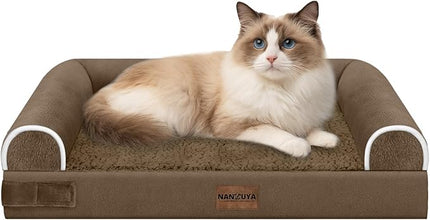 Small Dog Bed Orthopedic Washable: Beds Bolster Small Sized Dogs Cats Bed Egg Crate Foam Couch Sofa Waterproof with Removable Cover - Dark Coffee