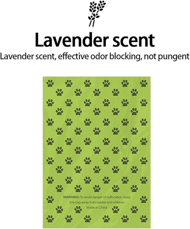 Biodegradable Dog Poop Bags Rolls with Pull-Ring Dispenser - 5 Fresh Scents, Large 9x13 Inch Plant-Based Bags, Leakproof & Easy Tear (Lavender Scent, Light Green, 240 Count, 16 Rolls)