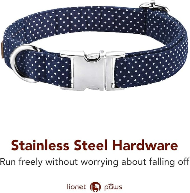 Lionet Paws Boy Dog Collar with Bowtie, Comfortable Adjustable Cute Navy Blue Bow Tie Collar for Male Puppies and Cats Gift, XS, Neck 8-12 inches