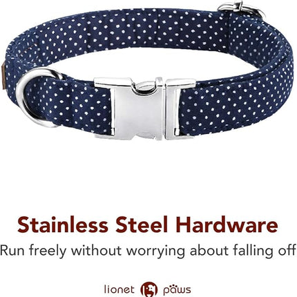 Lionet Paws Boy Dog Collar with Bowtie, Comfortable Adjustable Cute Navy Blue Bow Tie Collar for Male Dogs Gift, Small, Neck 10-16 inches