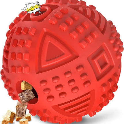 LEGEND SANDY Dog Balls Treat Dispensing, Dog Toys for Aggressive Chewers Large Breed, Nearly Indestructible Squeaky Dog Chew Toys for Large Pet, Natural Rubber Doggie Puzzle Toys, ToughTreat Ball