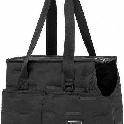 Petsfit Small Dog Purse Carrier, Portable Pet Carrier Tote Cat Carrier with Adjustable Safety Leashs, Pocket, Poop Dispenser, Waterproof TPU Bottom, Black