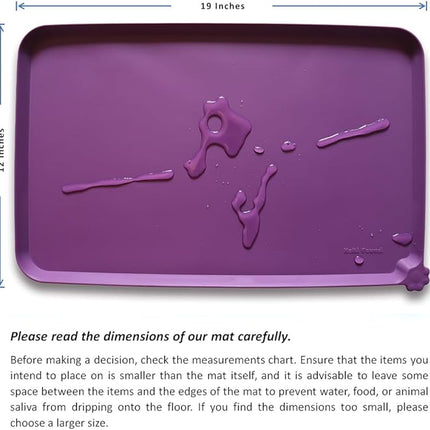Hoki Found Waterproof Pet Feeding Mats with High Lips, Multiple Size and Colors for Dogs, Cats & Others -Eggplant